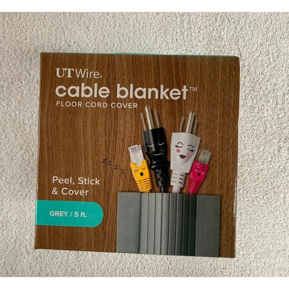 5ft UT Wire Cable Blanket Floor Cord Cover and Protector in grey